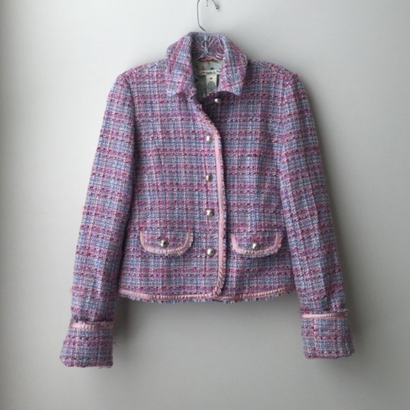 Jackets & Blazers - Rare Wool Multicolor Pink, Purple Blue Tweed Blazer Jacket Sz S